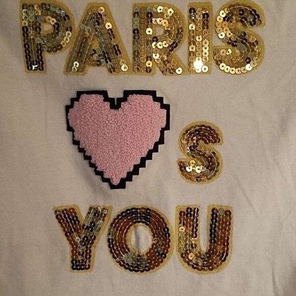 Girls Justice "Paris ❤s you sequined varsity tee - Picture 2 of 5
